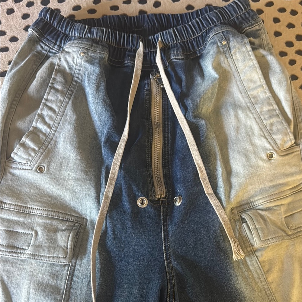 Rick Owens unisex  Mineral Pearl Degrade Two-Tone Denim Pants